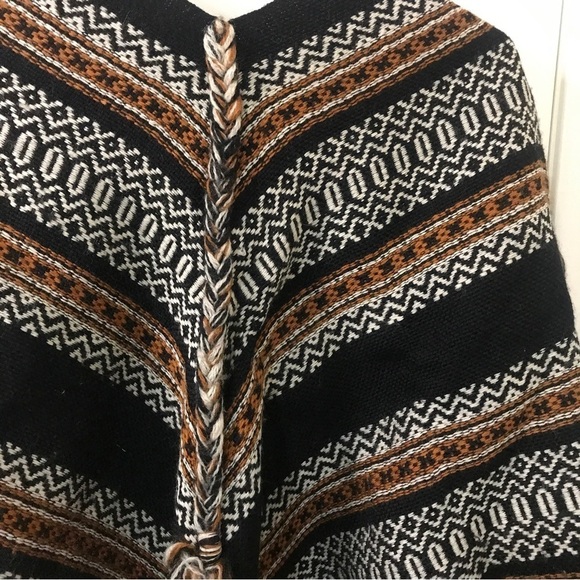 *Vintage* Arolan Kutomo pure wool Nordic knit zip Pirkko maki poncho - Picture 8 of 13